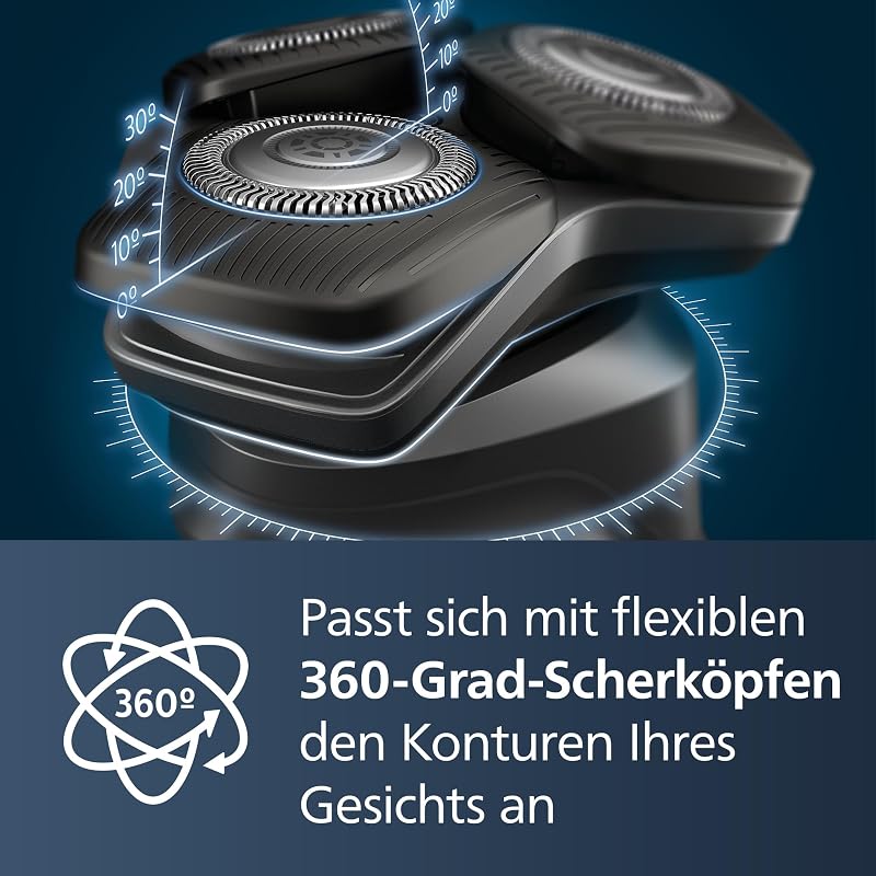 Shaver Series 5000 – Elektrischer Rasierer für Herren, Nass- & Trockenrasierer in Carbongrau, integrierter ausklappbarer Trimmer, weiche Tasche, Schutzkappe & Ladestation (Modell S5887/13) — Foto 6 von 7