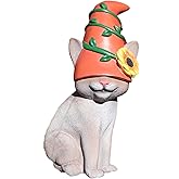 Cat Gnome 12" Tall (Gray) | Cute Outdoor Statues for Garden, Cat Home Décor, Hand-Painted and Original Design