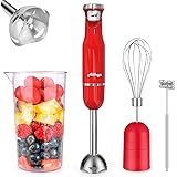 ALLKEYS 500W Immersion Hand Blender,3-in-1 Stainless Steel Stick Blender(Titanium Reinforced), Smart Stepless Speed, Includes
