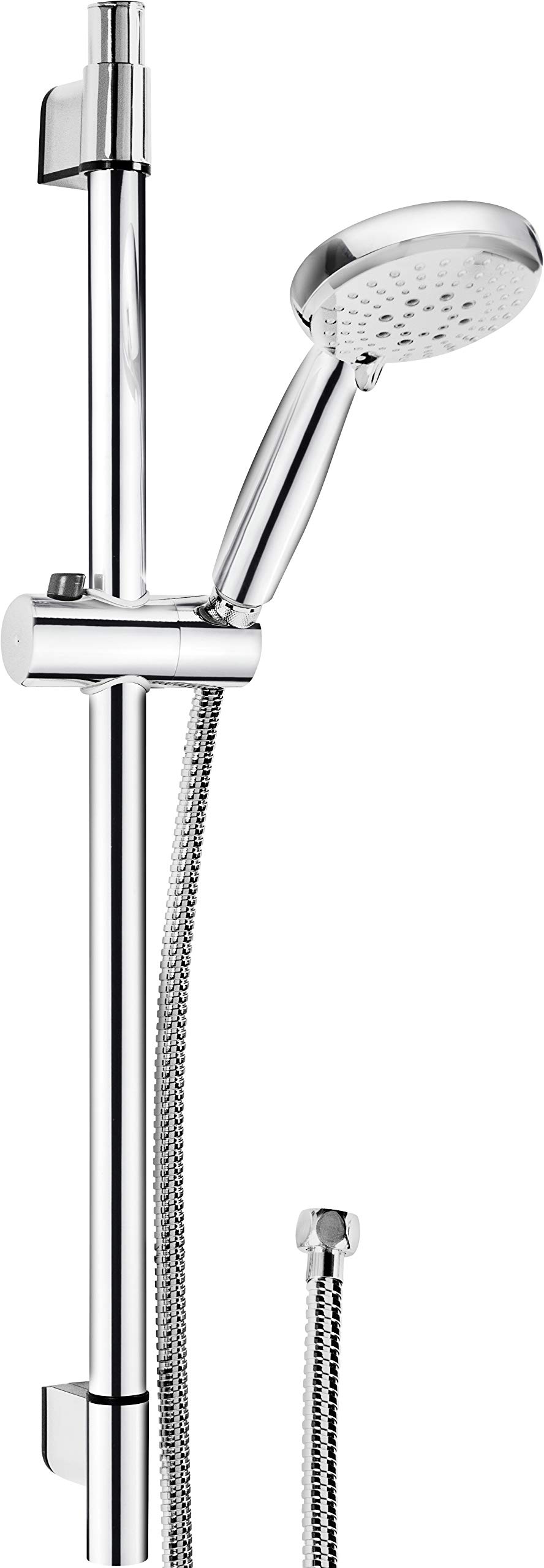 Cornat Comiso TECB3452 Shower Head 100 mm - 5 Jet Types: Normal, Soft and Massage Jet - Anti-Limescale and Water-Saving Insert - 150 cm Shower Hose - 60 cm Wall Bar/Shower System