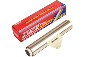 KAMMAK Food Cling Wrap, Kitchen Plastic Wrap with Slide Cutter, Professional Restaurant Bulk Cling Film Roll Quick Cut Food Service Film(12 IN*250 SQ FT)