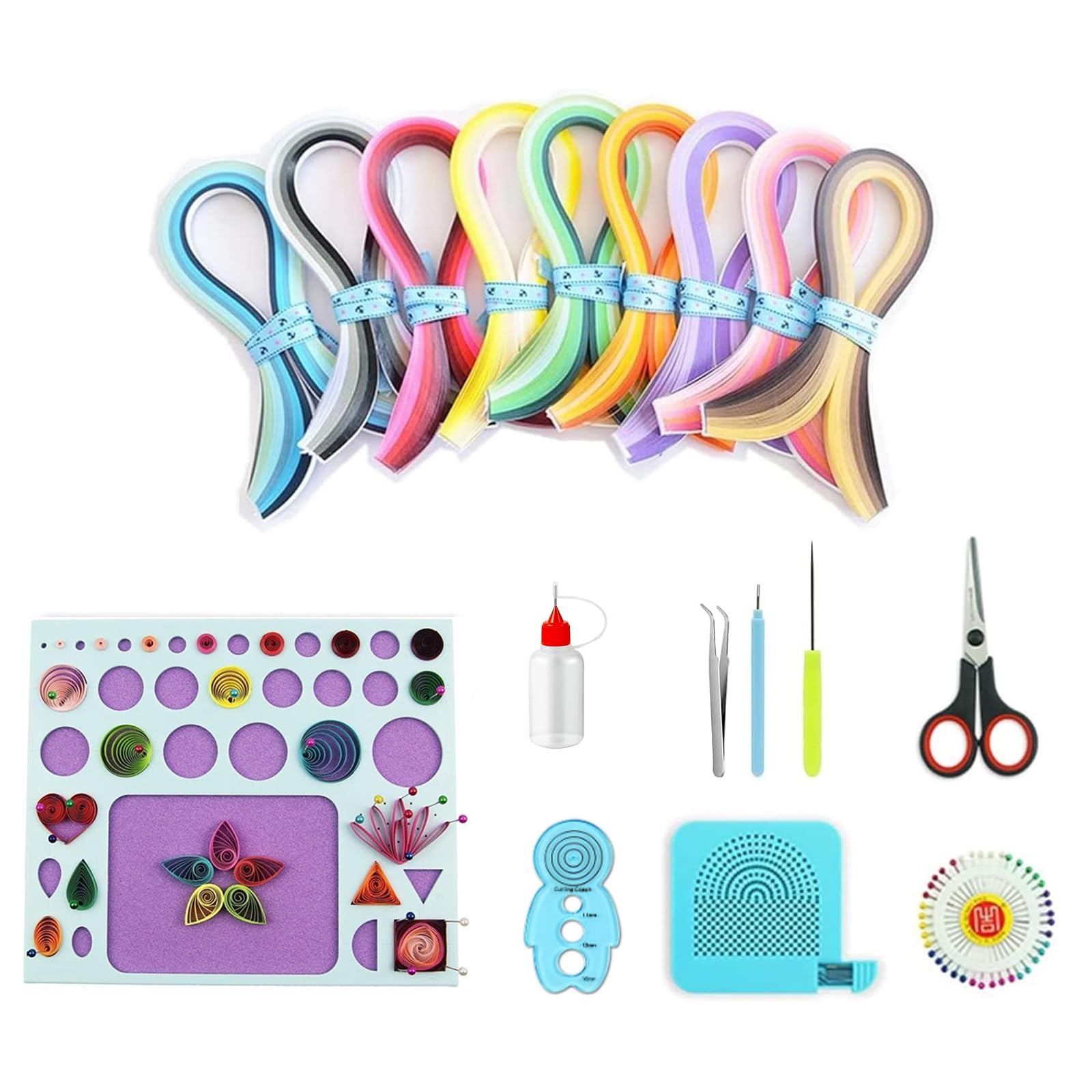YURROAD Quilling Paper Set for Beginners with 36 Colors 900 Strips 3MM Quilling Papers Quilling Template Board Quilling Comb Quilling Curling Coach Quilling Slotted Pen