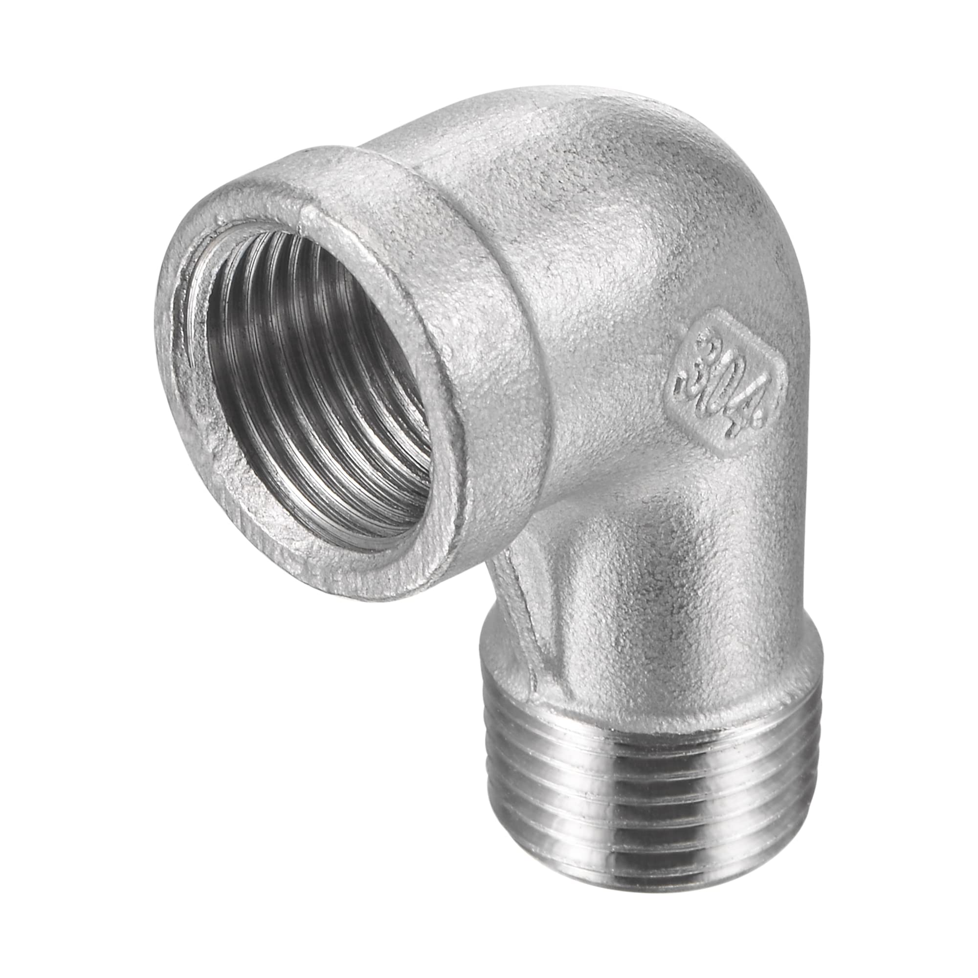 M METERXITY Male to Female Pipe Fitting Extension, 304 Stainless Steel 90 Degree Elbow Adapter, Apply to Outdoor/Garden/Industrial (3/8NPT Thread)