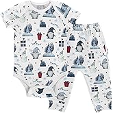 vvfelixl Baby Clothes Set - Cute Cartoon Pattern Bodysuits & Pants Set - Unisex 0-24 Months
