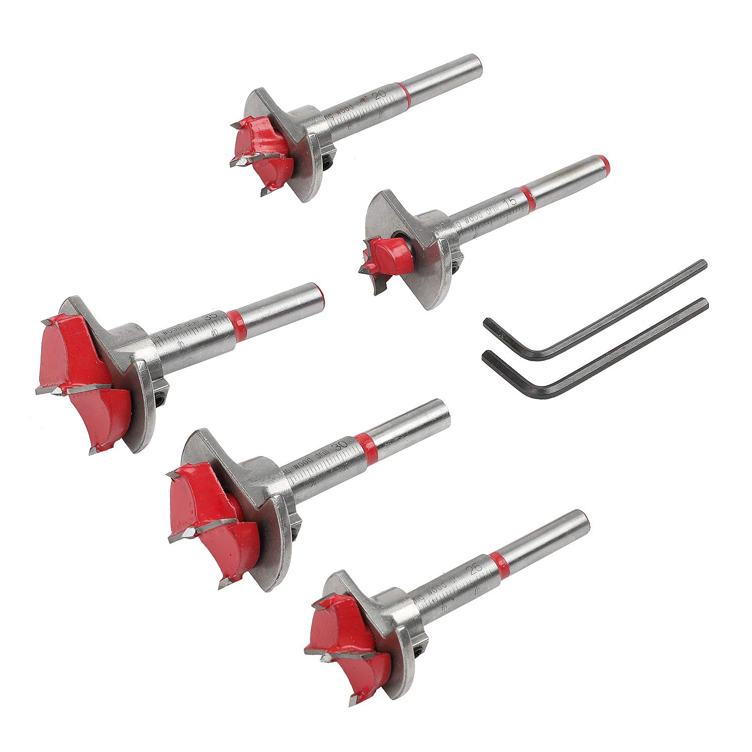 Forstner Drill Bit Tungsten Carbide Woodworking Hinge Hole Cutter with Depth Stop (15/20/25/30/35mm)