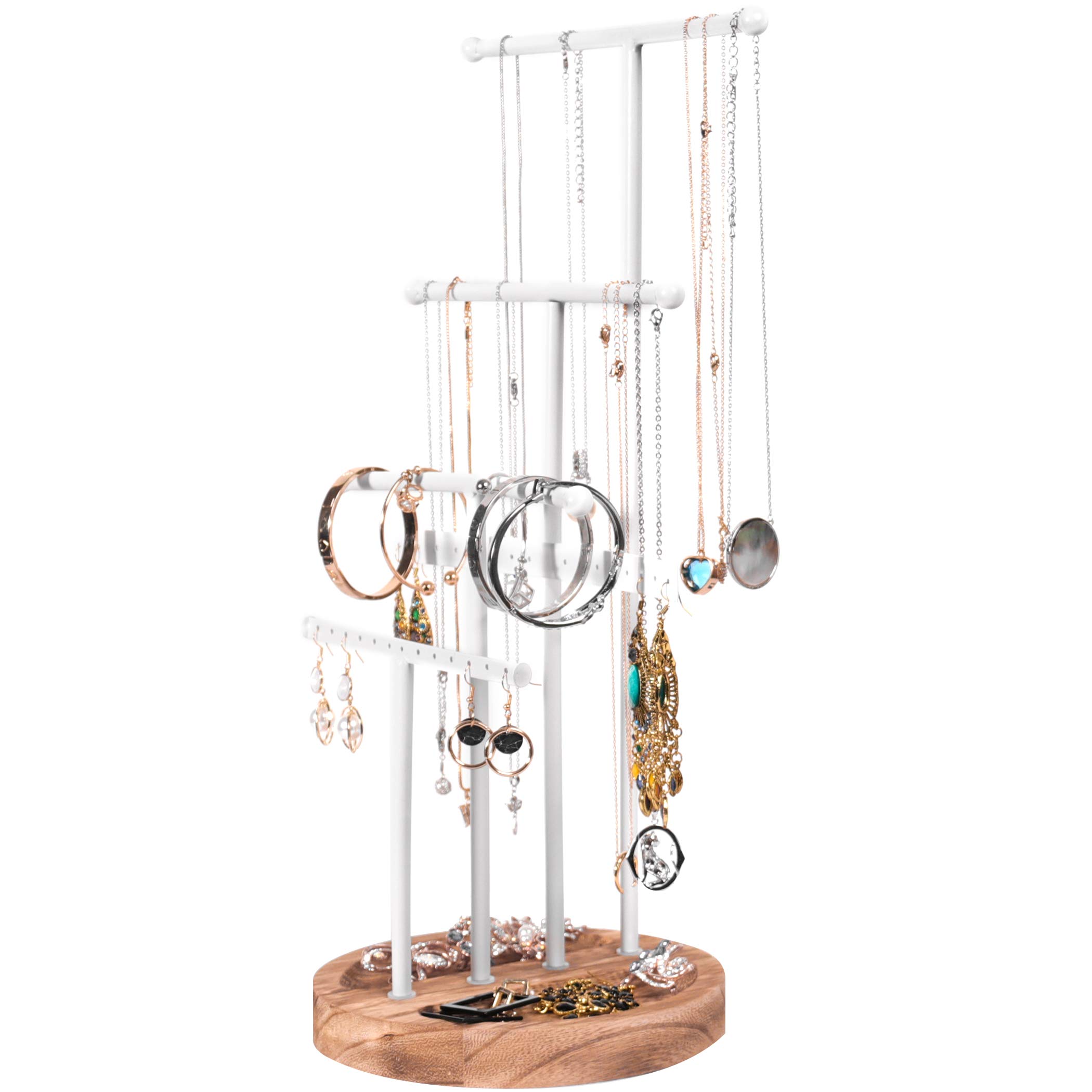 Becko US Jewellery Organiser Stand 5 Tiers Jewellery Tree Stand Jewellery Holder for Necklaces Bracelets Earrings and Rings (White)