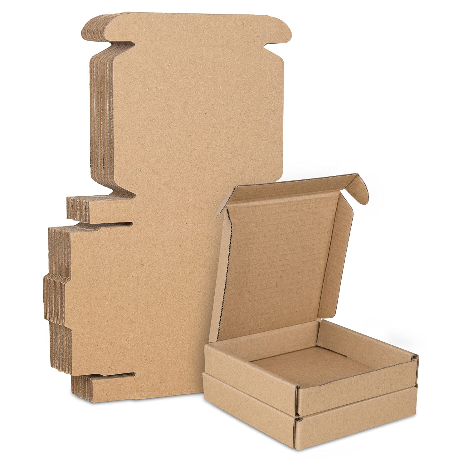 Corrugated Cardboard Shipping Boxes, 10x10x2cm Royal Mail Letter PiP Postal Boxes for Posting, Brown Packaging Mailing Boxes for Business, Storing or Gift (Pack of 25)