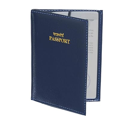Storite PU Leather Slim Passport Case, Passport Cover for for Men & Women Blue