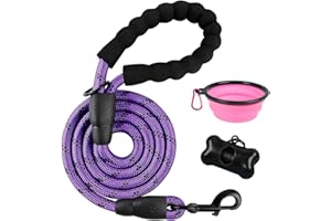 BARKBAY Dog Leashes for Large Dogs Heavy Duty Dog Leash 4/5/6 FT with Comfortable Padded Handle and Highly Reflective Threads for Medium Large Dogs Walking Training Running (5FT-1/2'',Purple)