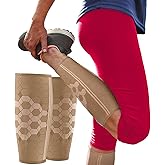 Sparthos Calf Compression Sleeves (Pair) – Leg Compression Socks for Men and Women – Shin Splint Calf Pain Relief Calves Blood Circulation Sports Support Running Walking Cycling Yoga (Beige-XL)