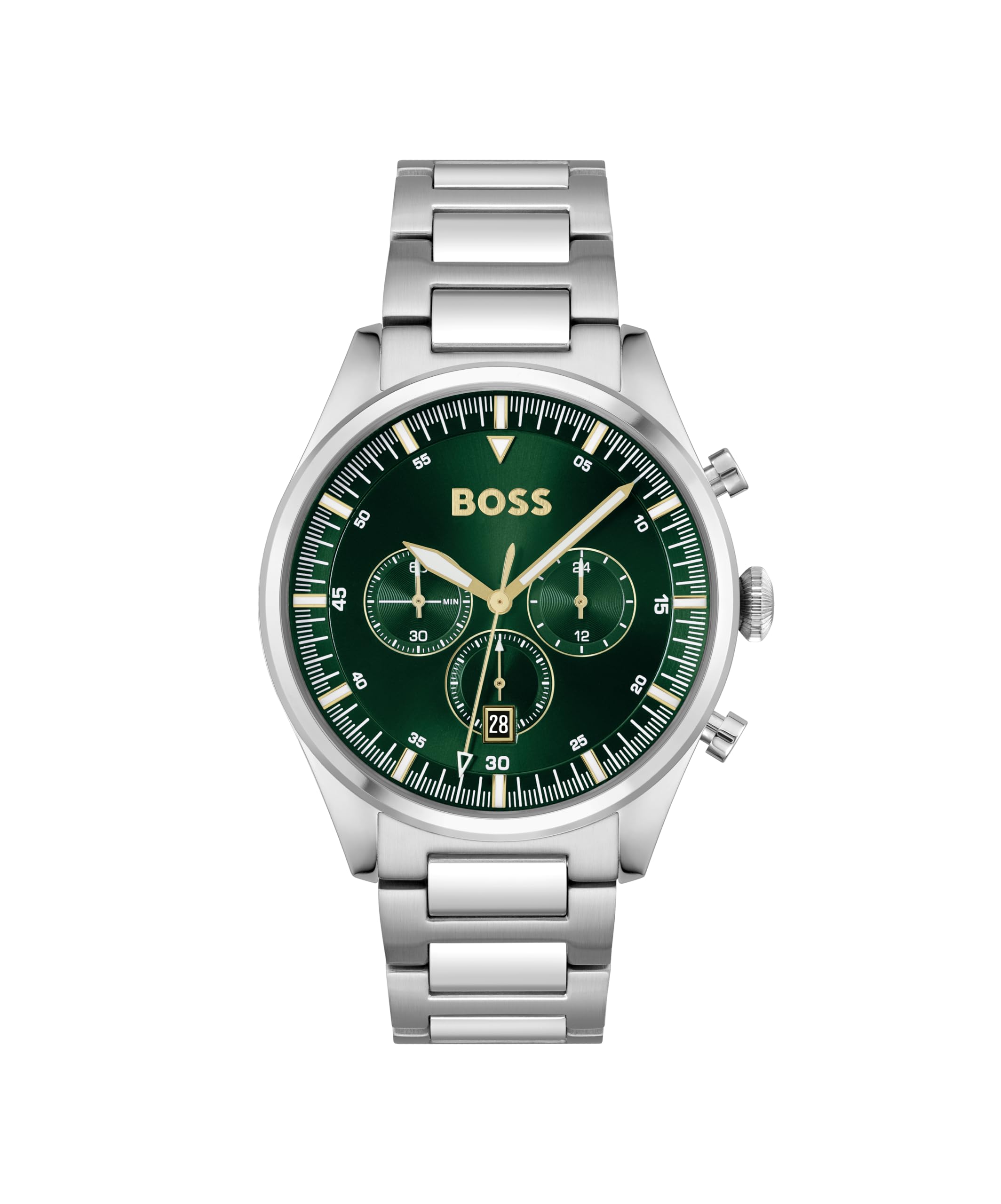 BOSS Chronograph Quartz Watch for Men with Silver Stainless Steel Strap - 1513868, silver, Classic