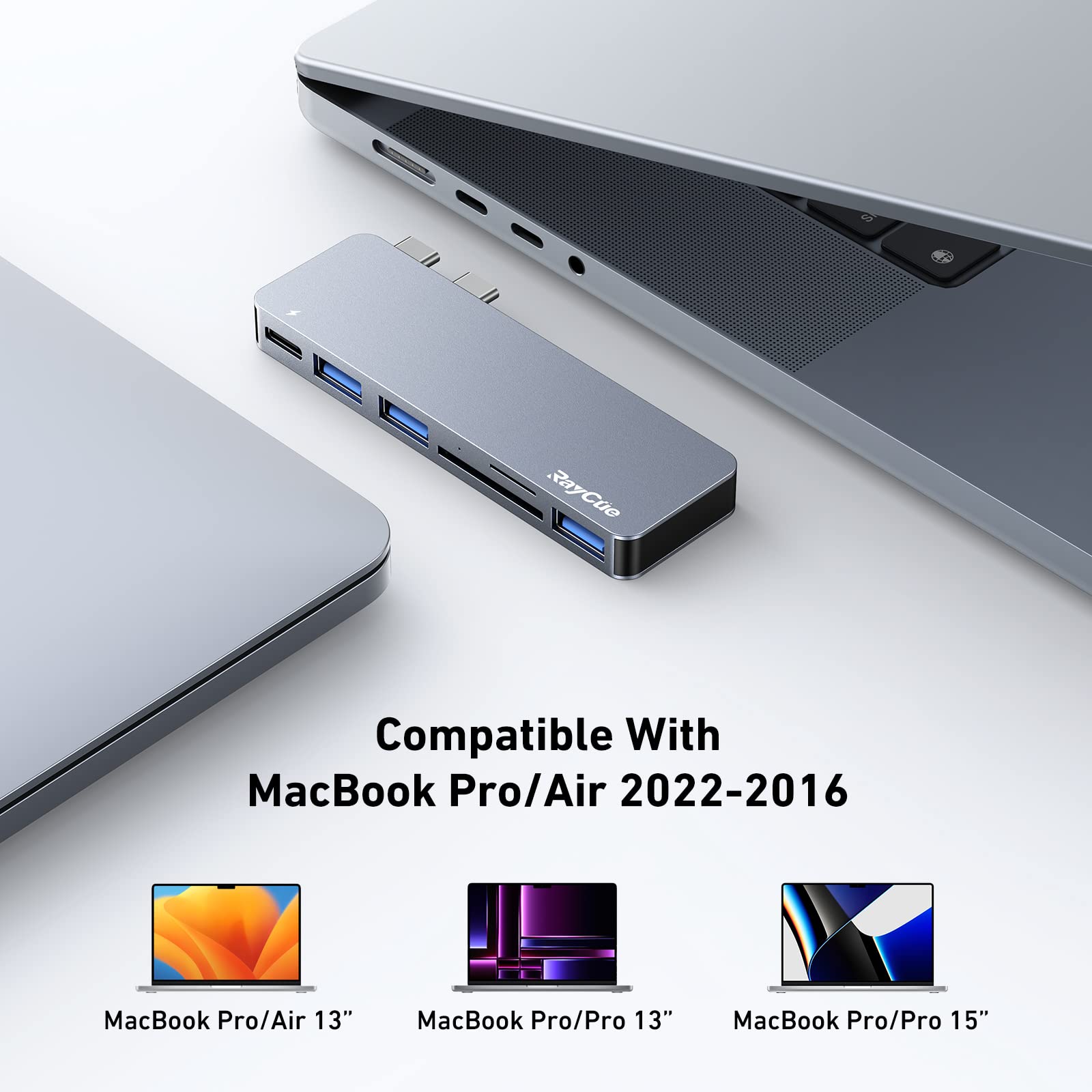 RayCue USB C Hub Adapters for MacBook Pro/MacBook Air M1 M2 M3 2023 2022 2021 2020 2019 13