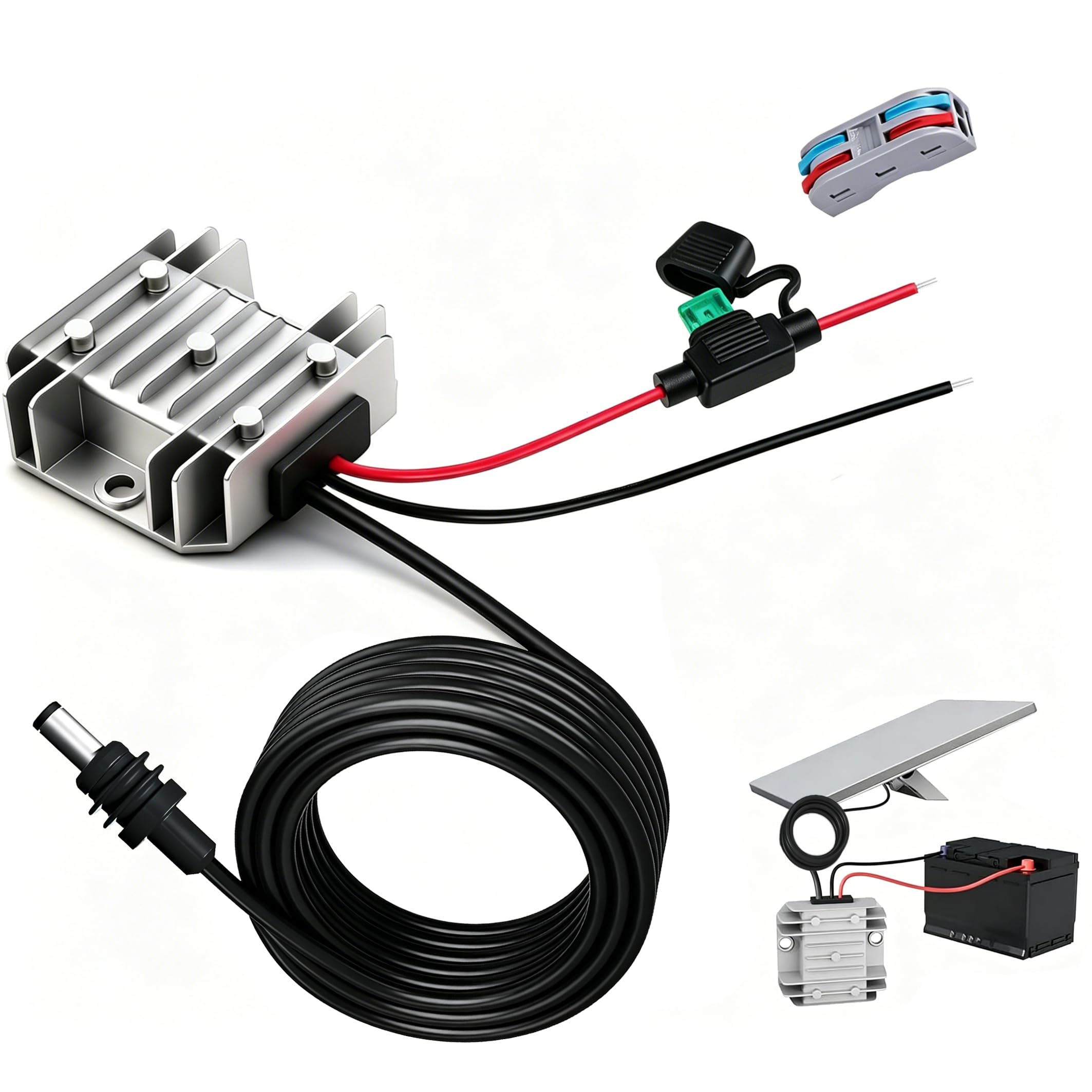 for Starlink Mini Power Supply Cable 12V 24V to 30V 3.5A DC Step Up Converter, 16.4FT/5M 9V–28V Input IP68 Waterproof Adapter Cable for RV Camping Battery Pack Boat(DC Power Cord for Starlink Mini)