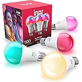 innr Zigbee A19 Smart Bulb, Works with Hue*, Alexa, SmartThings, White & Color, 40% More Brightness, E26 LED Color Changing Light Bulb, Dimmable, 1100 Lumen, 4-Pack