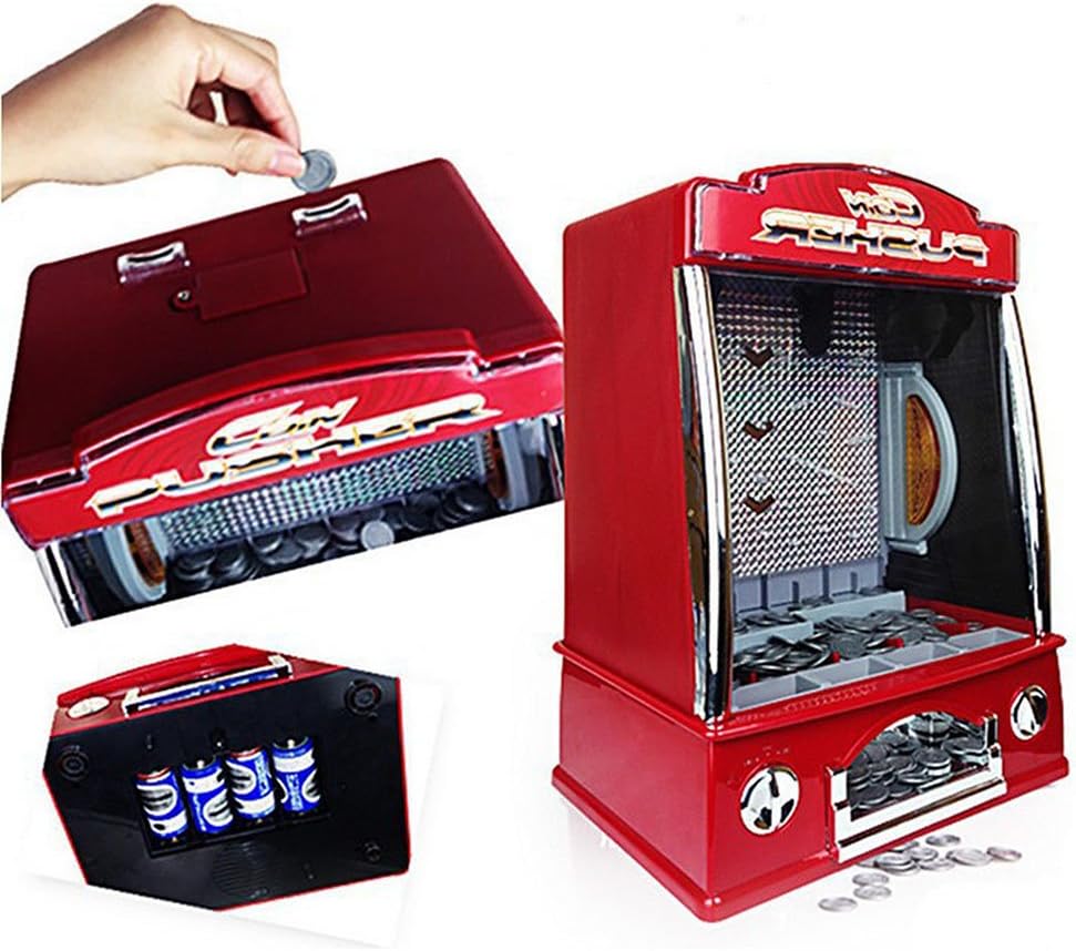 Finer Shop Mini Penny Pusher Coin Pusher Fairground Arcade Amusements Game Replica for Famile Children - Red