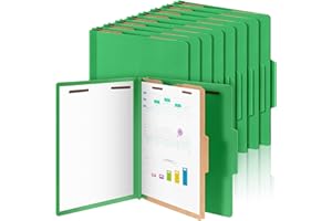 Skyygemm 24 Pcs Classification Folders Letter Size, 1 Divider Pressboard File Folder with Fasteners, Expanding File Organizer Bulk for Teachers, Clergy, Office, Church, Christmas Donations (Green)