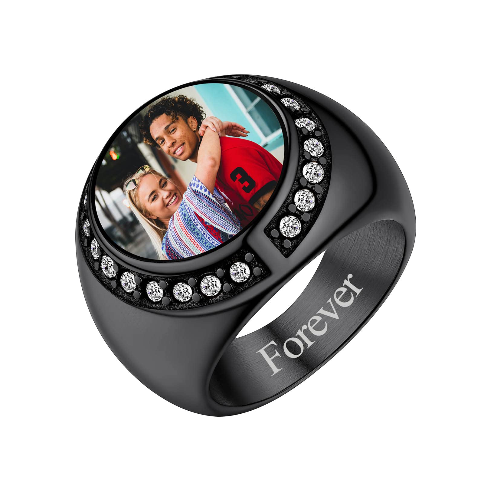 FindChic Customized Round Signet Rings with Photo