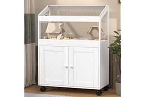 ANNZOE Hamster Cage with Storage Cabinet – Acrylic Panels for 360° Viewing, Ideal for Hamsters, Rabbits, Guinea Pigs, and Hedgehogs, White