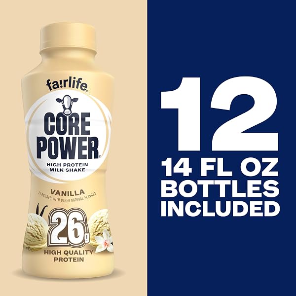 CORE POWER PROTEIN SHAKE, VANILLA, 26G BOTTLE, 14OZ, 12 PACK