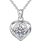 ANYIPAI Heart Moissanite Necklace for Women, D Color VVS1 Clarity Sterling Silver Promise Pendant with GRA Certificate, Gift for Her Wife Girlfriend Mom on Anniversary Birthday