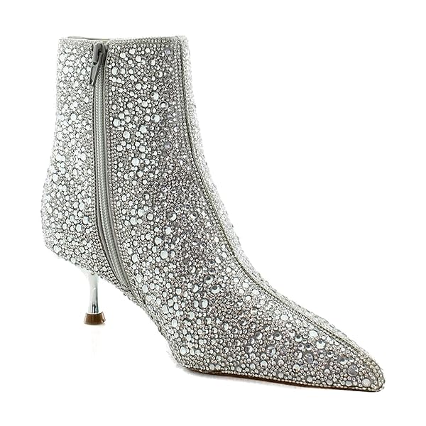 BETSEY JOHNSON WOMEN’S ASH ANKLE BOOT, SILVER, 7.5