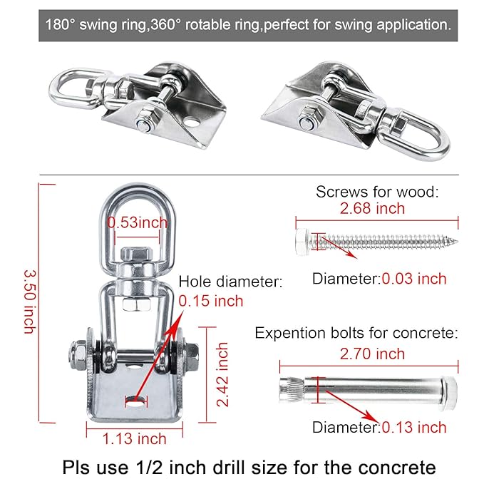 Punching Bag Accessories Hangers Heavy Duty Swing Hooks With 4