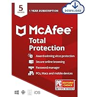 McAfee Total Protection 2020 Antivirus Internet Security Software, 5 Device Password Manager, Parental Control, Privacy, 1 Year - Download Code