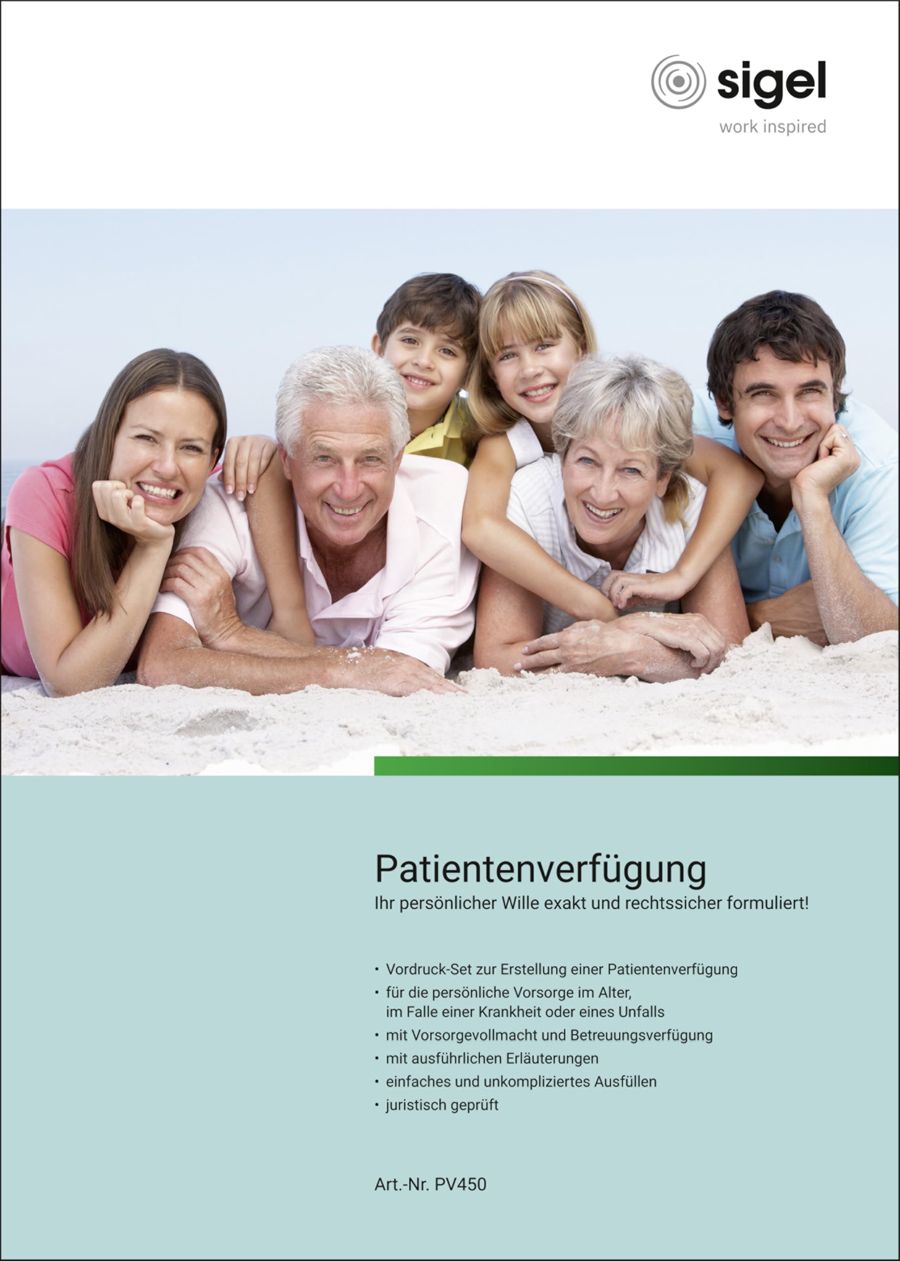 Sigel PV450, Patient Personal Prevention in Case of Accident Illness and Age A4 Form Set 1 Set