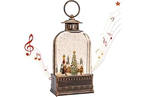 VERRON Forest House Snow Globe, Christmas Decoration, Thanksgiving Snow Globe Lantern, Christmas Snow Globe Musical Sparkly Swirling Snow, 3 Settings Batteries or USB Cable, Holiday Decoration