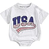 Twopumpkin 4th of July Baby Boy Girl Outfit Newborn Toddler Bubble Romper Retro Fourth Of July Clothes