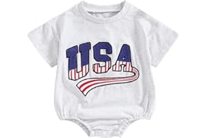 Twopumpkin 4th of July Baby Boy Girl Outfit Newborn Toddler Bubble Romper Retro Fourth Of July Clothes