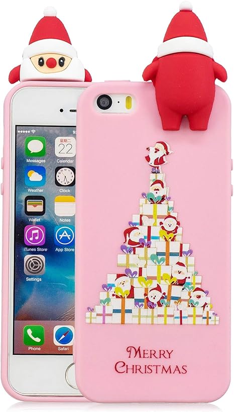 Immagini Di Natale Per Iphone 5.Natalizie Cover Per Iphone 5s Custodia 3d Babbo Natale Cartoni Silicone Gomma Tpu Gel Copertura Per Iphone 5 Se 5s Ultra Sottile Flessibile Morbida Antiurto Natale Decorazioni Case Rosa Scuro Amazon It Elettronica