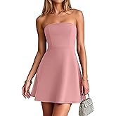 PRETTYGARDEN Women's Strapless Mini Summer Dress 2026 Spring A Line Tube Top Wedding Guest Cocktail Party Short Dresses