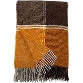 Ukrainian 100% Wool Throw Blanket – Soft Warm Cozy Fringed Wool Blanket for Couch, Bed, Sofa & Home Decor, Durable Plaid Herringbone Weave, Fair Trade Artisan Made(Arrowwood, Plaid)