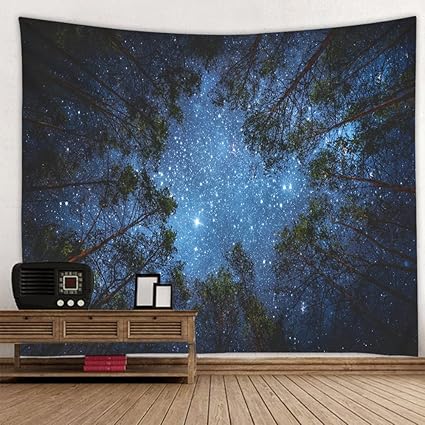 Yi Curtain Tapestry Starry Night Forest Starry Tapestry Wall Hanging 3d Printing Forest Tapestry Galaxy Tapestry Starry Sky Tapestry For Dorm Living