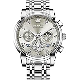 OLEVS Watches Men Waterproof Luxury Big Face Mens Watch Stainless Steel Quartz Analog Dress Watches for Men Luminous Multifunction Man Watch Relojes De Hombre