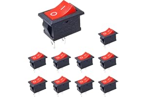 Yoiilnz 10Pcs KCD1 6A250V 10A125V On/Off Boat Rocker Switch 2 Pin Position Snap Can be Used for 12V 110V 250V Red Toggle Switches