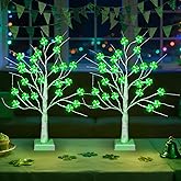 2Pack Timer St. Patrick's Day Tree Decorations, 18Inch 24 LED Tabletop St. Patrick's Day Tree Lights with 3D Shamrock, USB & Battery Operated St Patricks Day Decoration Indoor Home Party