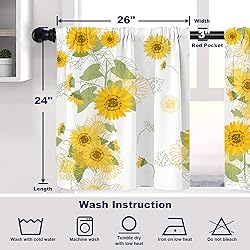 Batmerry Yellow Sunflowers Tier Curtains,Yellow