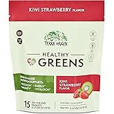 TERRA ORIGIN Greens Powder Packets | 74+ Vitamin and Superfoods | Supports Gut Health, Bloating, and Energy | with Antioxidant, Digestive Enzymes, Adaptogens | Kiwi Strawberry (15 Packets)