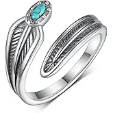 Peireara Turquoise Spoon Rings for Women - 925 Sterling Silver Western Adjustable Thumb Rings Native American Jewelry Gifts for Mom Wife Best Friend or Her Size 5-9