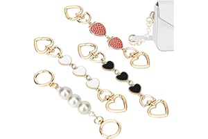 SUNJOYCO Bag Strap Extender, 4PCS Strawberry Heart Shape Pearl Purse Bag Chain Strap Extender Purse Chain Strap Extender Replacement for DIY Women Purse Cross-Body Bag Handbags Shoulder Bag Accessory