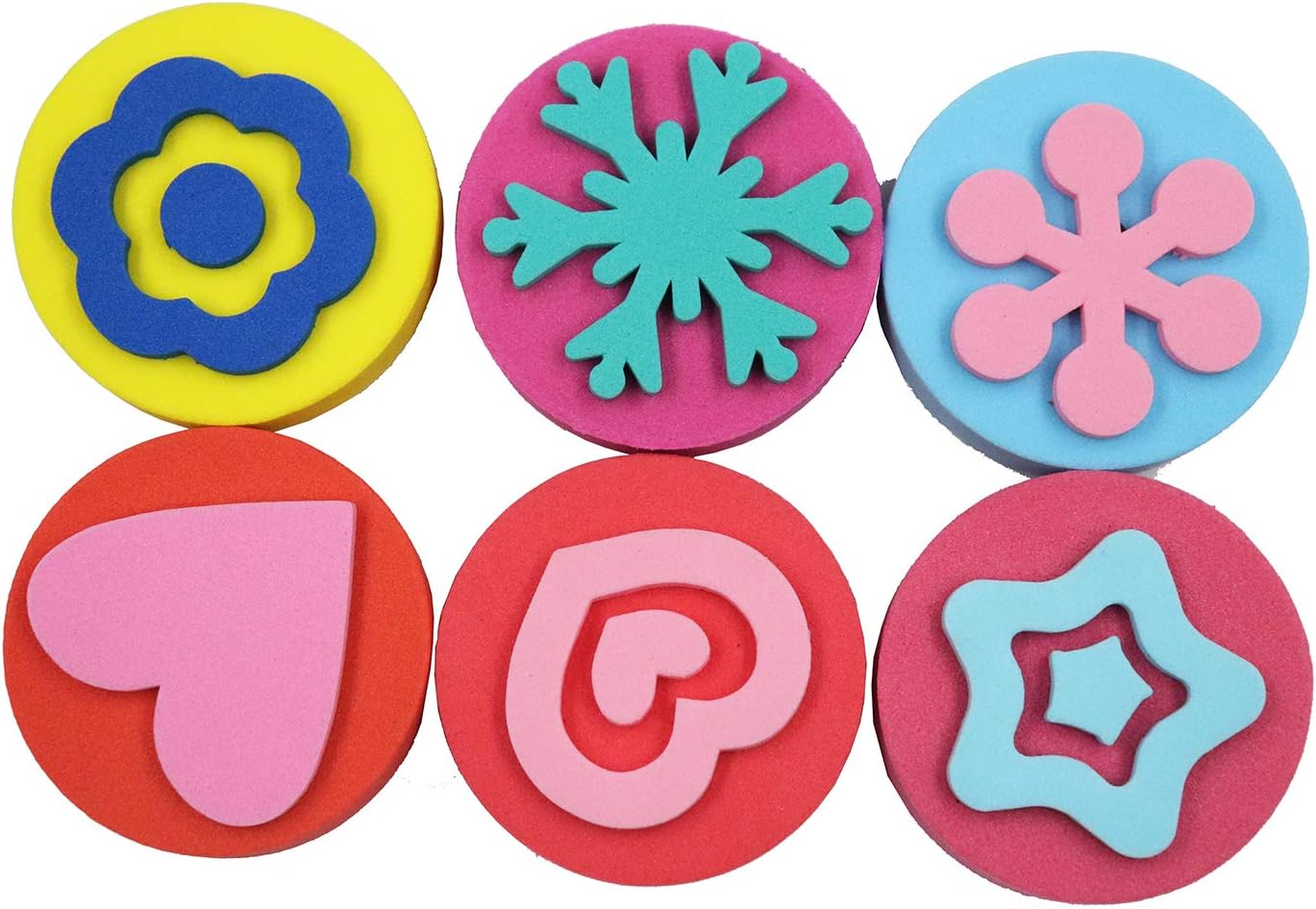 Royee 6 Pcs Painting Sponge EVA Paint Stamper Star Heart Flower Snowflake Shape for Art Drawing Tools Kids Toddlers Early Learning Accessories DIY Craft Project