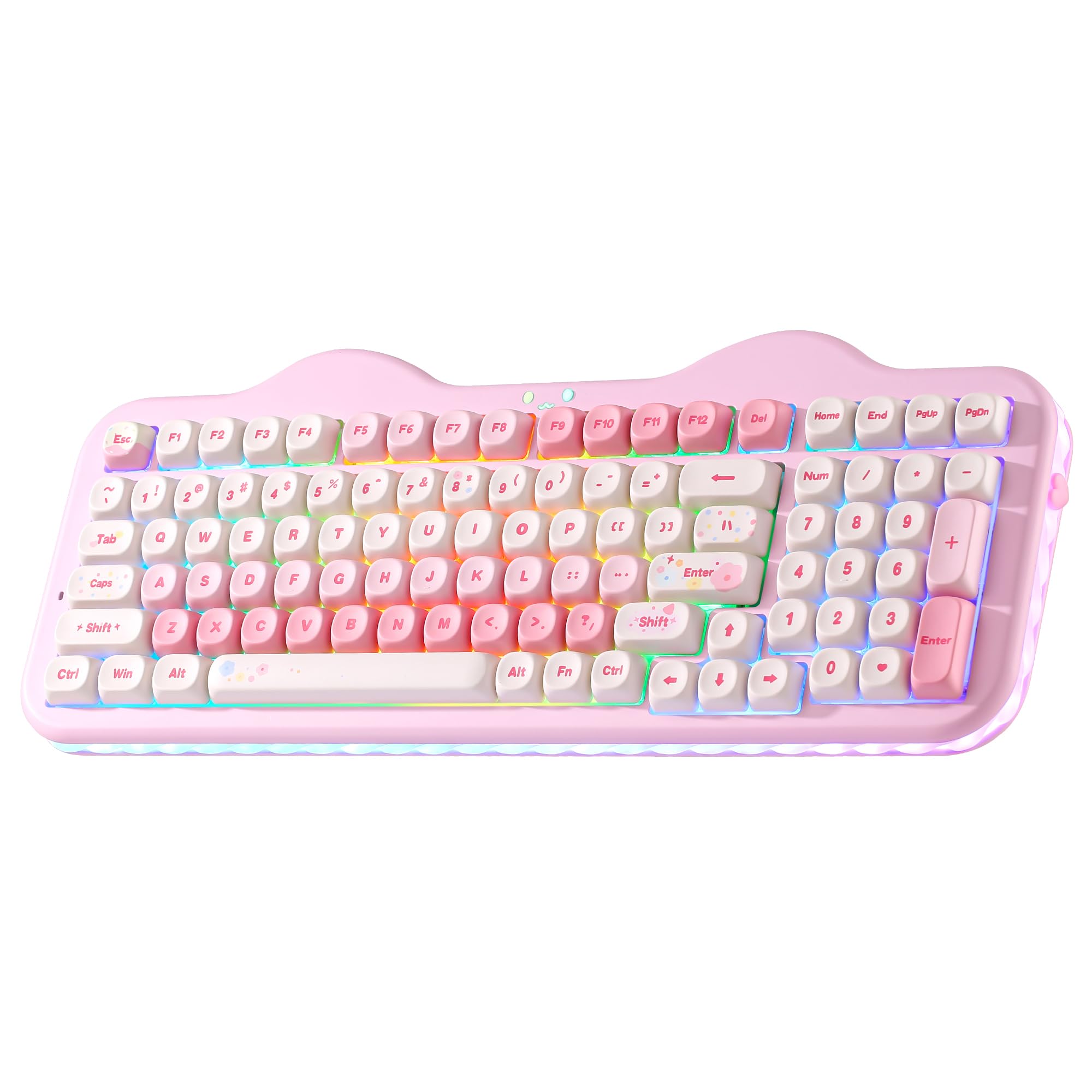 YUNZII C98 Cute Cake Wireless Mechanical Keyboard(Pink, Candy Switch) | 99 Keys with Number Pad, Hot Swap, PBT MOA Keycaps, B
