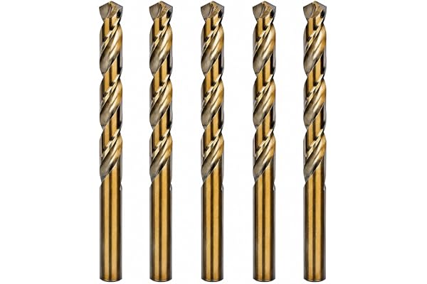 Cobalt Drill Bit Set 1/2 in.HSS M35 Jobber Length Twist Metalworking Drill Steel Metal Iron-5Pcs