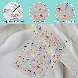 CESTSIREN Cute Mushroom Nail Stickers,Aurora Nail