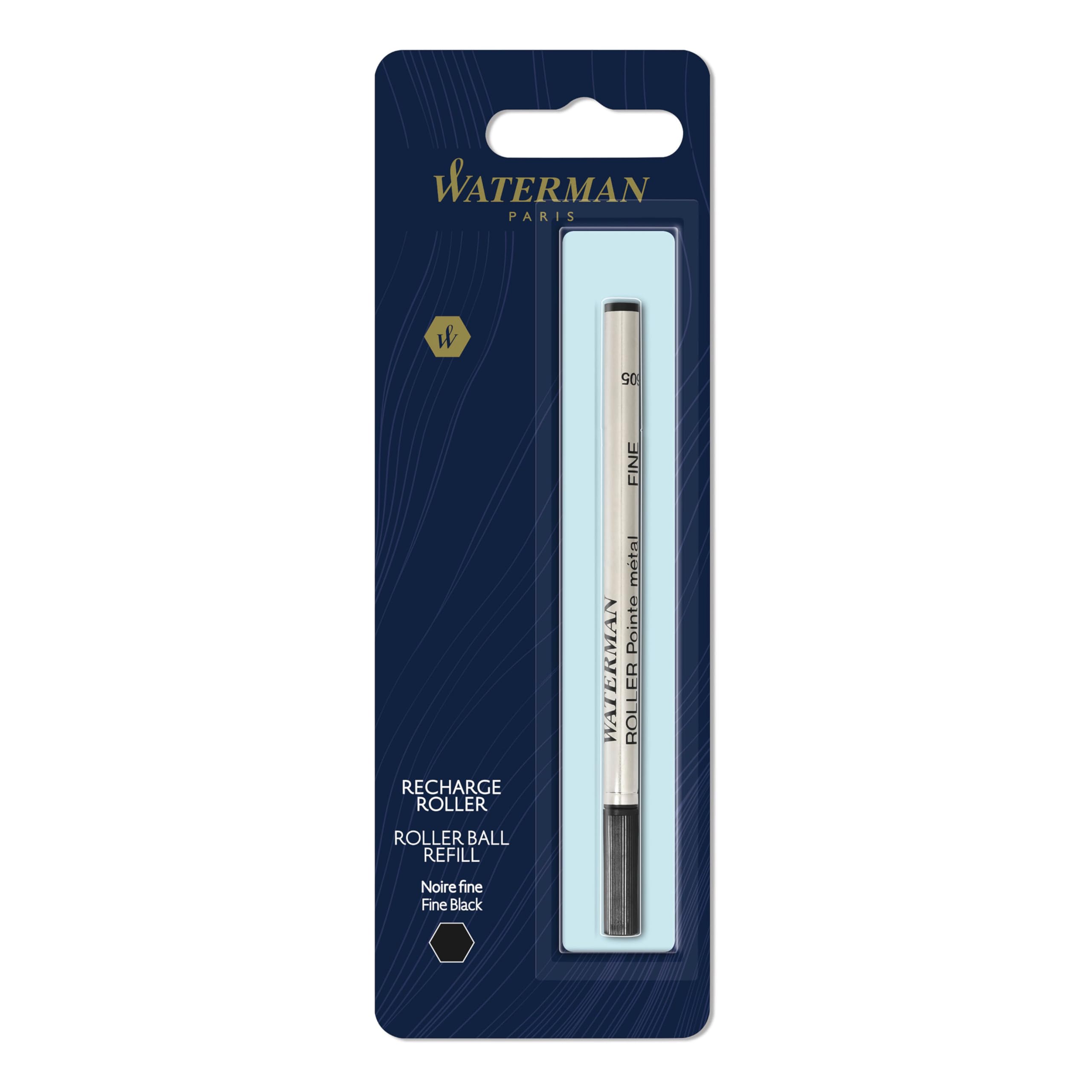 Waterman Rollerball Pen Refill | Fine Point | Black Ink | 1 Count