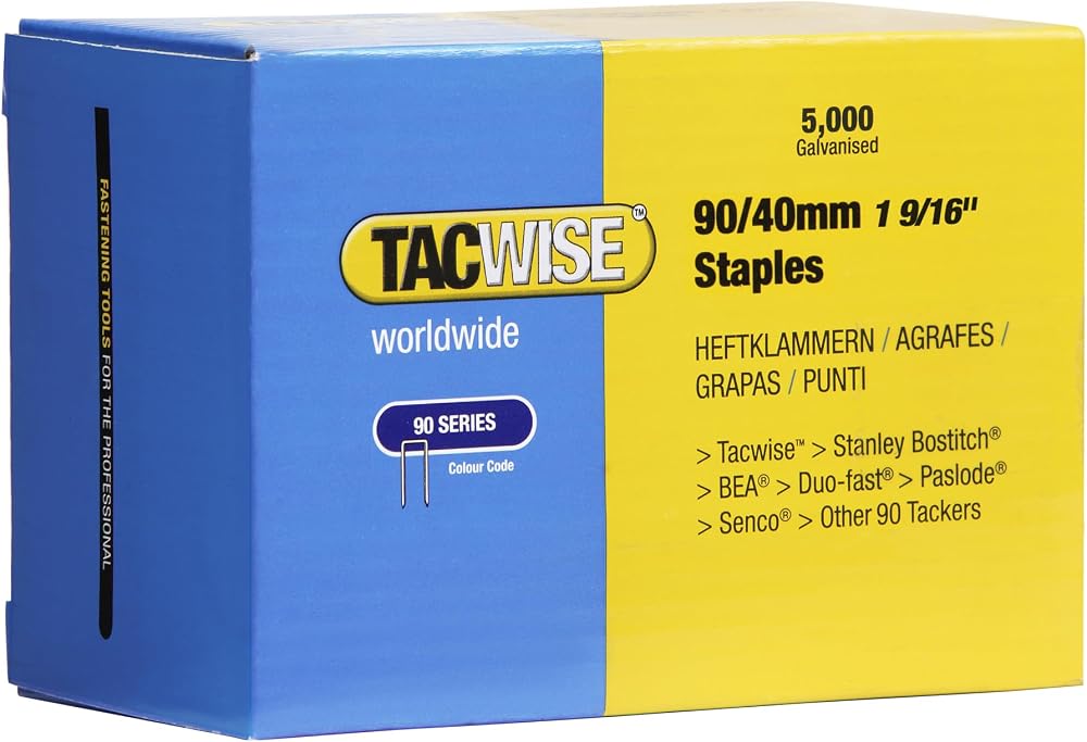 Tacwise 0311 90/40mm galvanised narrow crown staples pack 5000