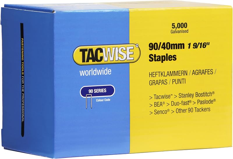 Tacwise 0311 90/40mm galvanised narrow crown staples pack 5000