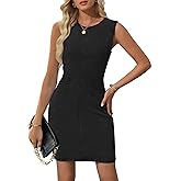 NENONA Women's Summer Sleeveless Denim Dress Casual Crew Neck Stretchy Mini Jean Dresses Cowboy Chic Outfits